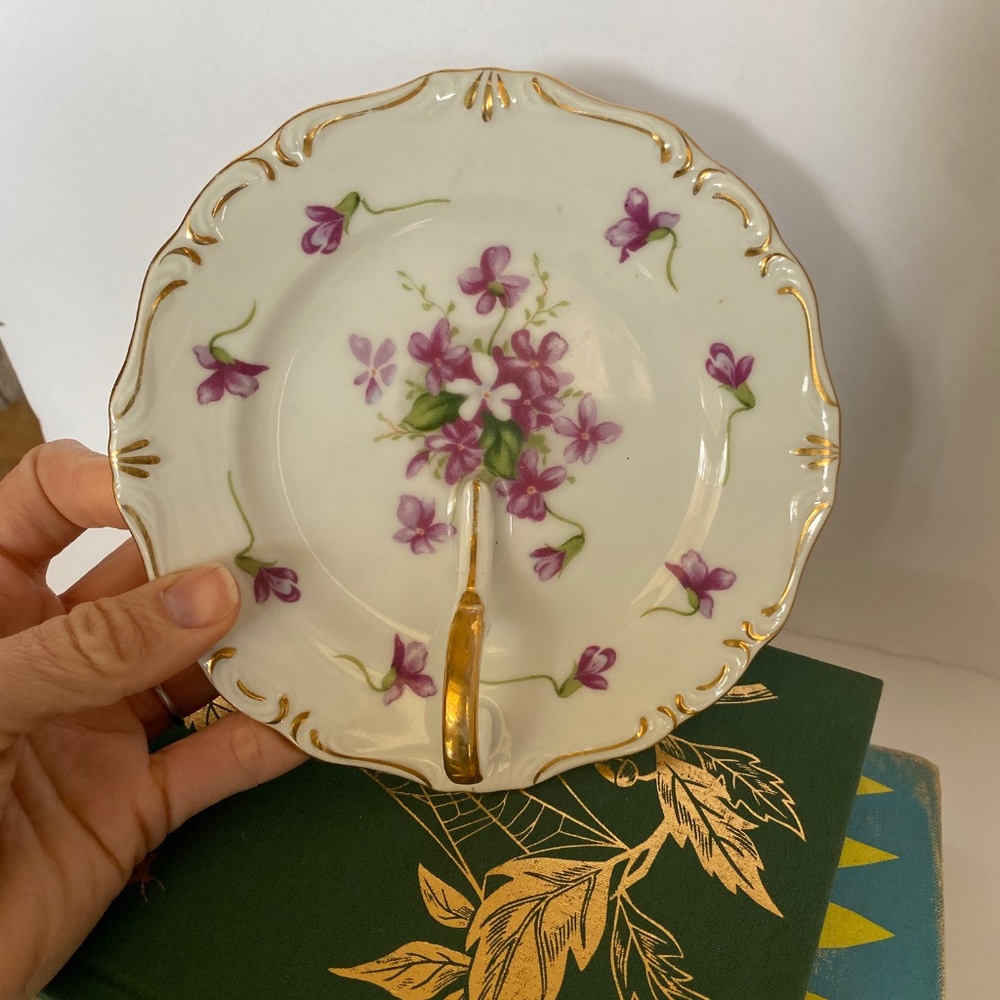 Rossetti Chicago China Spring Violets finger Loop Lemon Plate